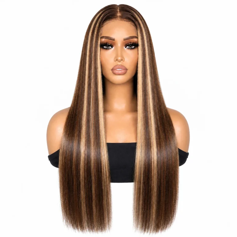 Highlight Bone Straight Wig – 100% Vietnamese Human Hair
