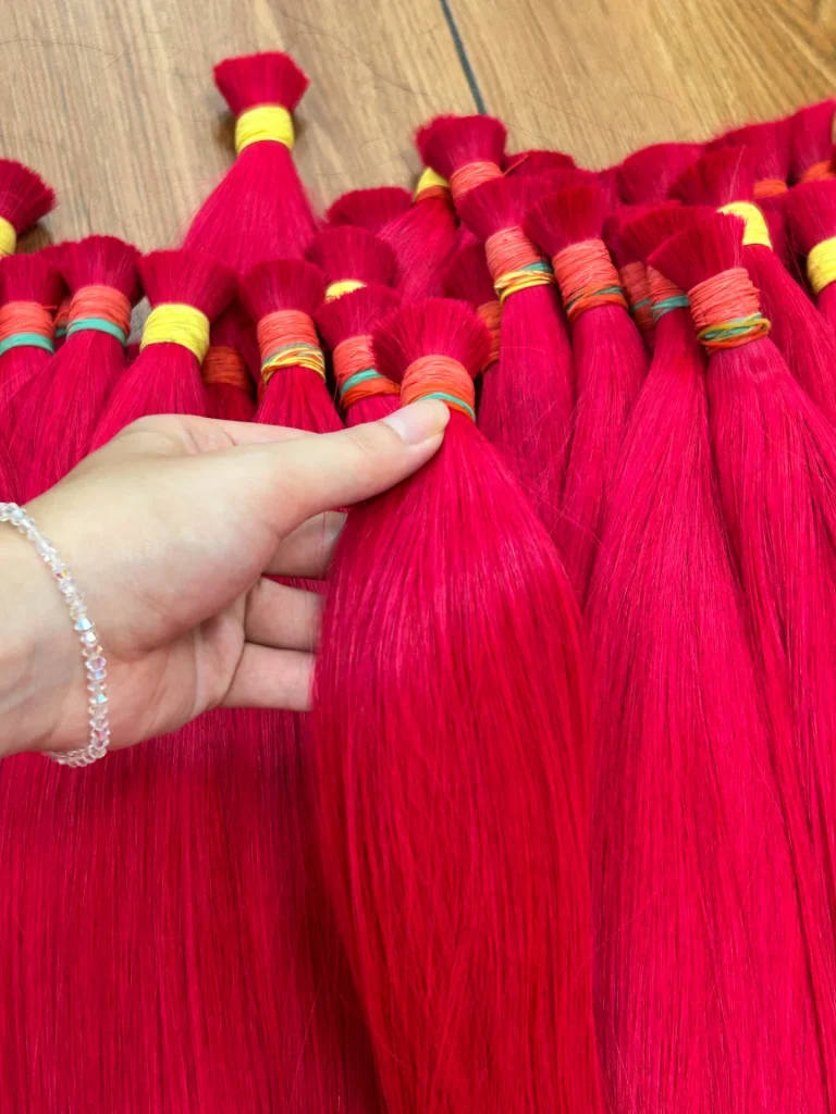 Natural Straight Bulk Hair – Red Color